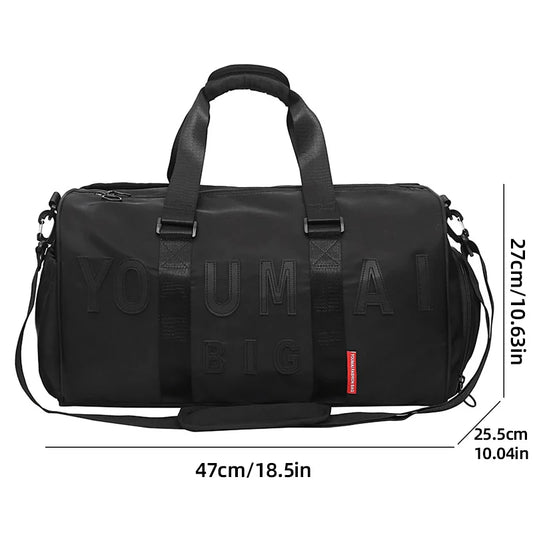 Nylon duffel bag with wet dry separation and shoe compartment - product image