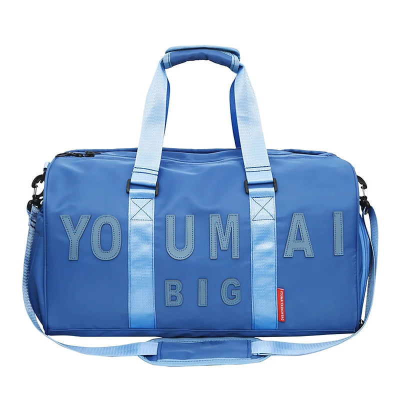 Nylon duffel bag with wet dry separation and shoe compartment - product image