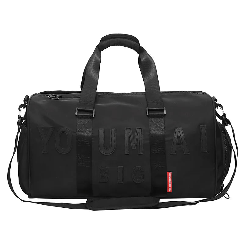 Nylon duffel bag with wet dry separation and shoe compartment - product image