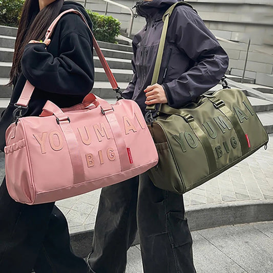 Nylon duffel bag with wet dry separation and shoe compartment - product image