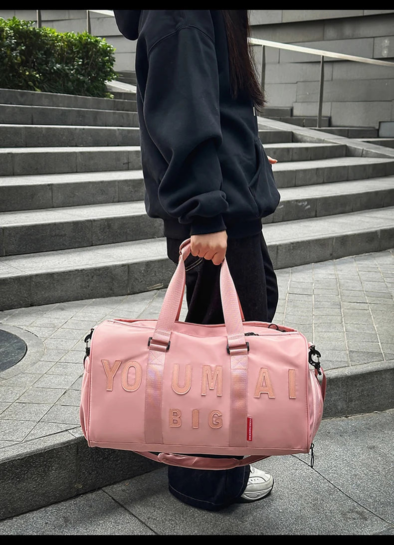 Nylon duffel bag with wet dry separation and shoe compartment - product image
