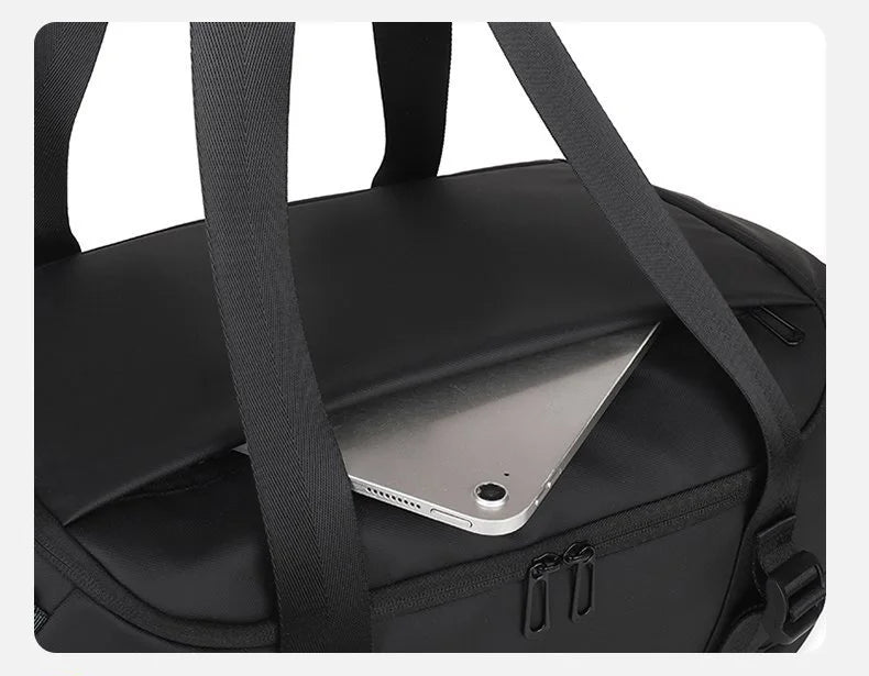 Nylon fitness gym shoulder duffel with independent shoe compartment - product image