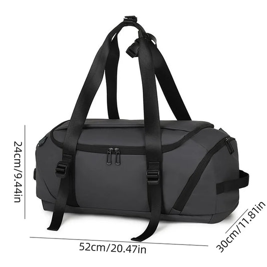Nylon fitness gym shoulder duffel with independent shoe compartment - product image