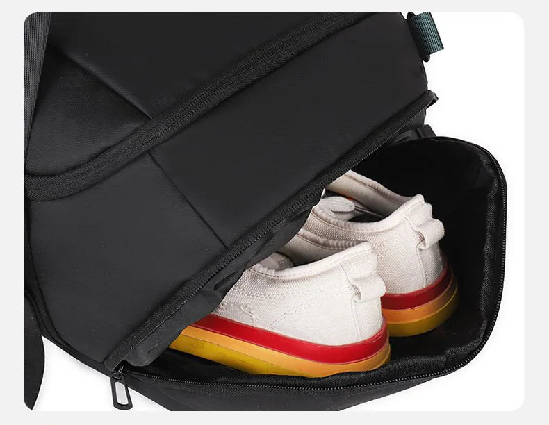 Nylon fitness gym shoulder duffel with independent shoe compartment - product image