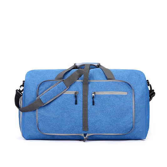 Nylon foldable large capacity gym duffel bag with shoe compartment - product image