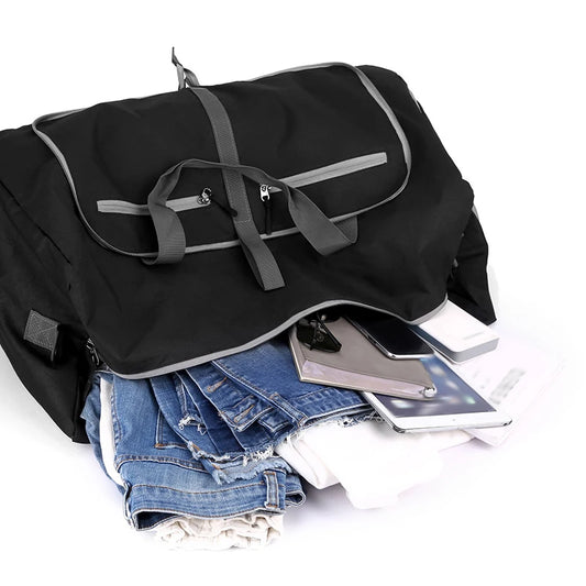 Nylon foldable large capacity gym duffel bag with shoe compartment - product image