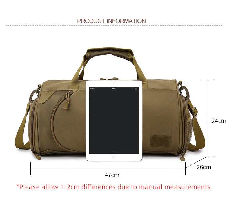 Nylon gym bag with dry wet separation and detachable shoulder strap - product image
