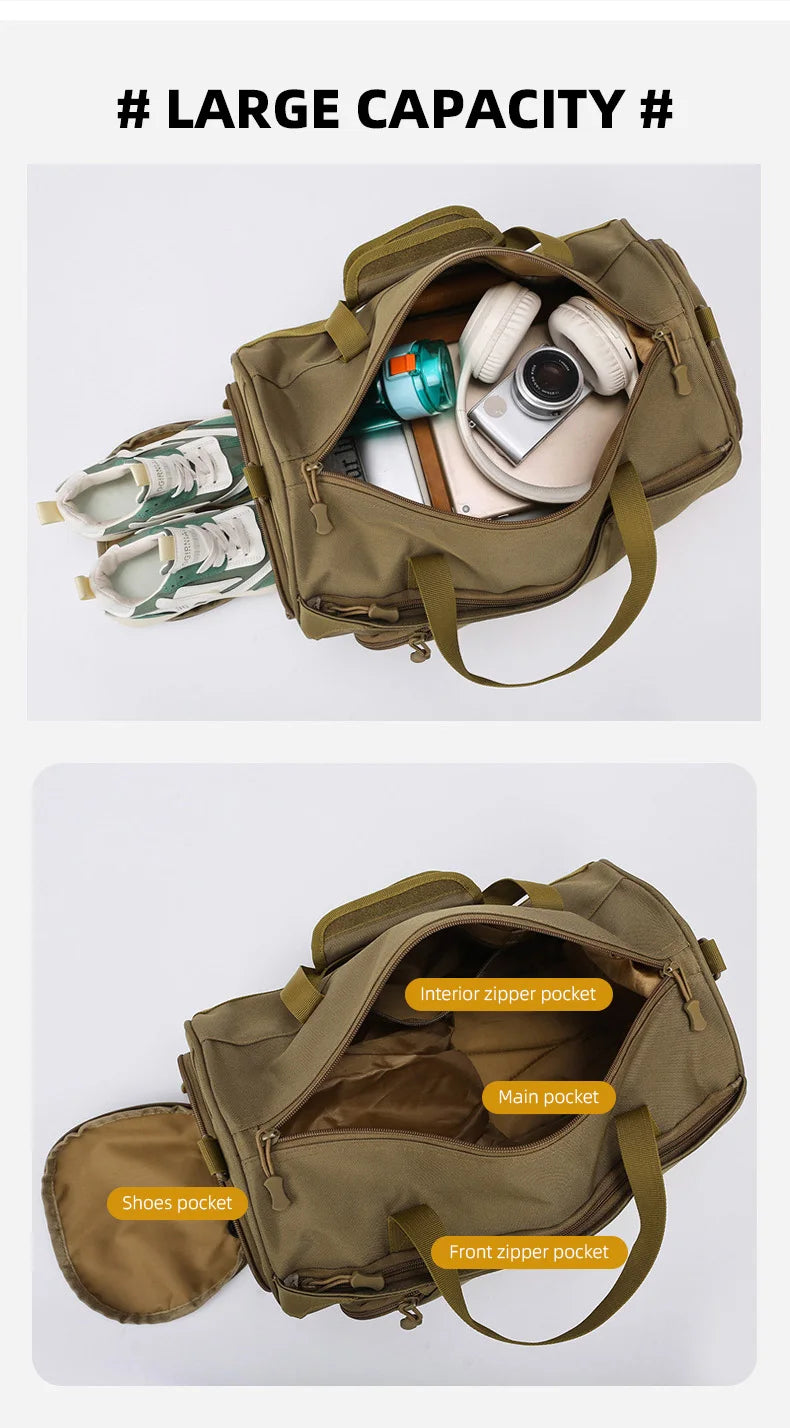 Nylon gym bag with dry wet separation and detachable shoulder strap - product image
