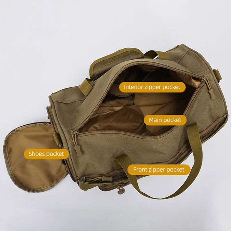 Nylon gym bag with dry wet separation and detachable shoulder strap - product image