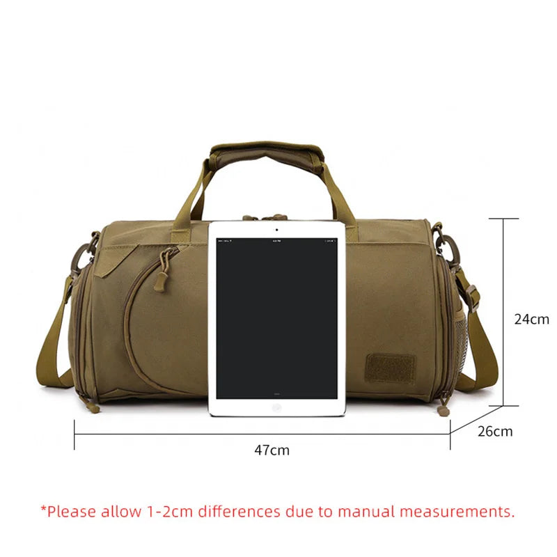 Nylon gym bag with dry wet separation and detachable shoulder strap - product image