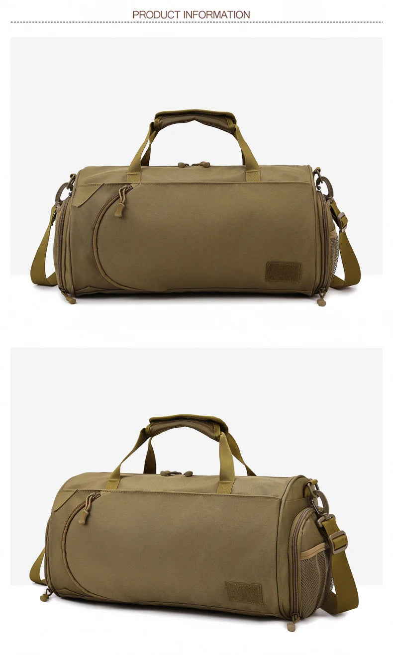 Nylon gym bag with dry wet separation and detachable shoulder strap - product image