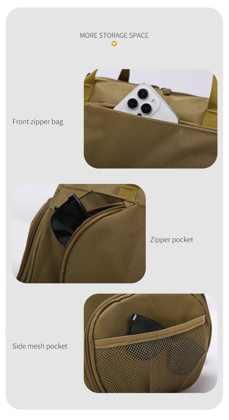 Nylon gym bag with dry wet separation and detachable shoulder strap - product image