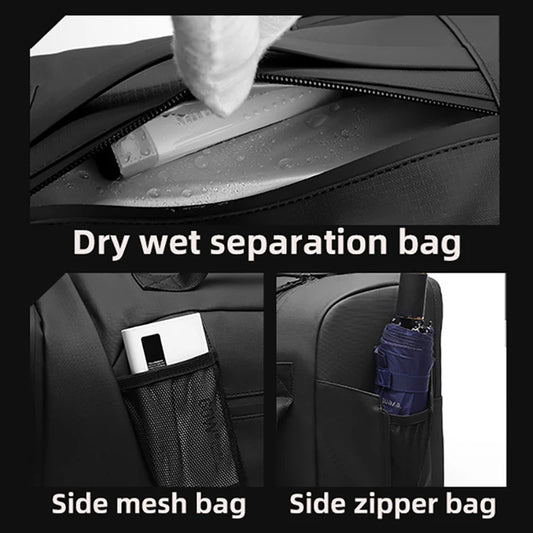 Nylon gym fitness bag with shoes pocket wet dry multi-compartment outdoor use - product image
