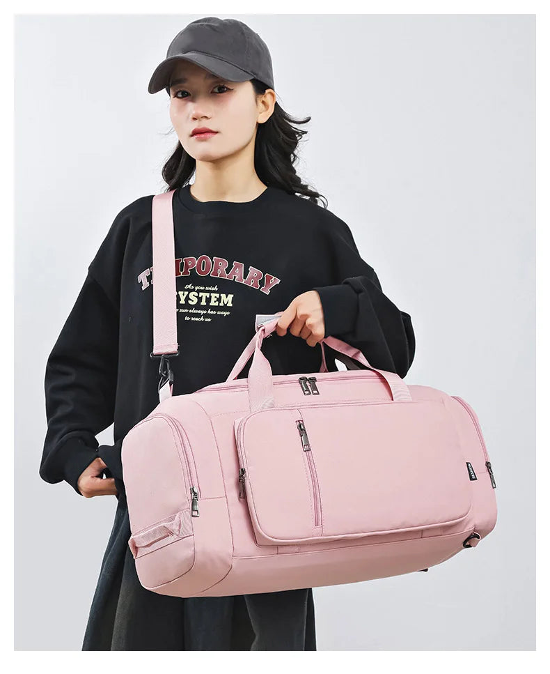 Nylon large capacity fitness bag with dry wet separation and shoe compartment - product image