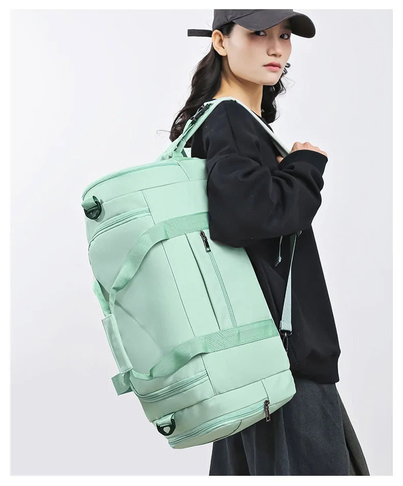Nylon large capacity fitness bag with dry wet separation and shoe compartment - product image