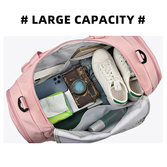 Nylon large capacity fitness bag with dry wet separation and shoe compartment - product image