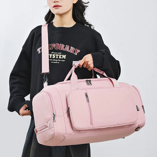 Nylon large capacity fitness bag with dry wet separation and shoe compartment - product image