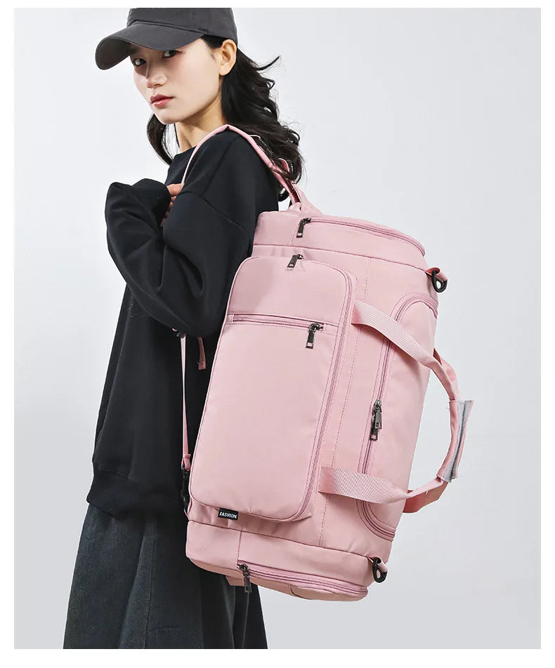 Nylon large capacity fitness bag with dry wet separation and shoe compartment - product image