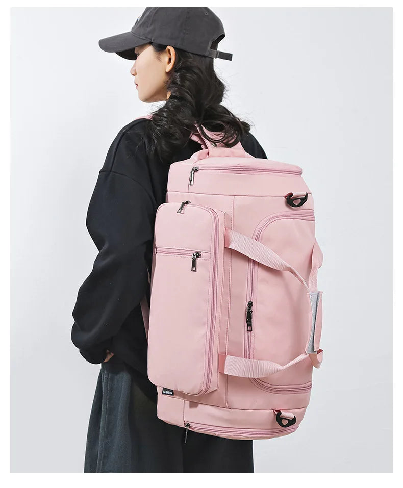 Nylon large capacity fitness bag with dry wet separation and shoe compartment - product image