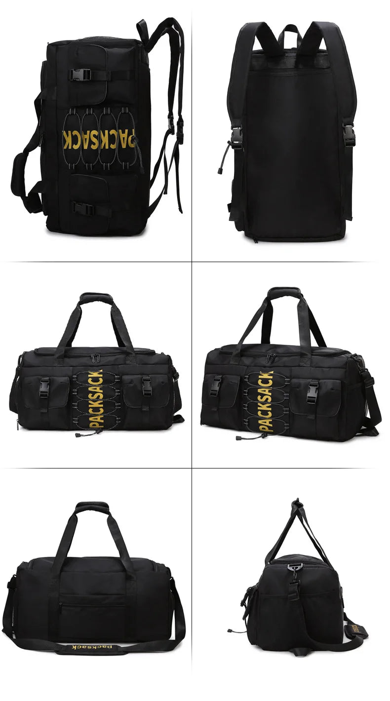 Nylon large capacity travel duffel with wet dry separation and trolley strap - product image