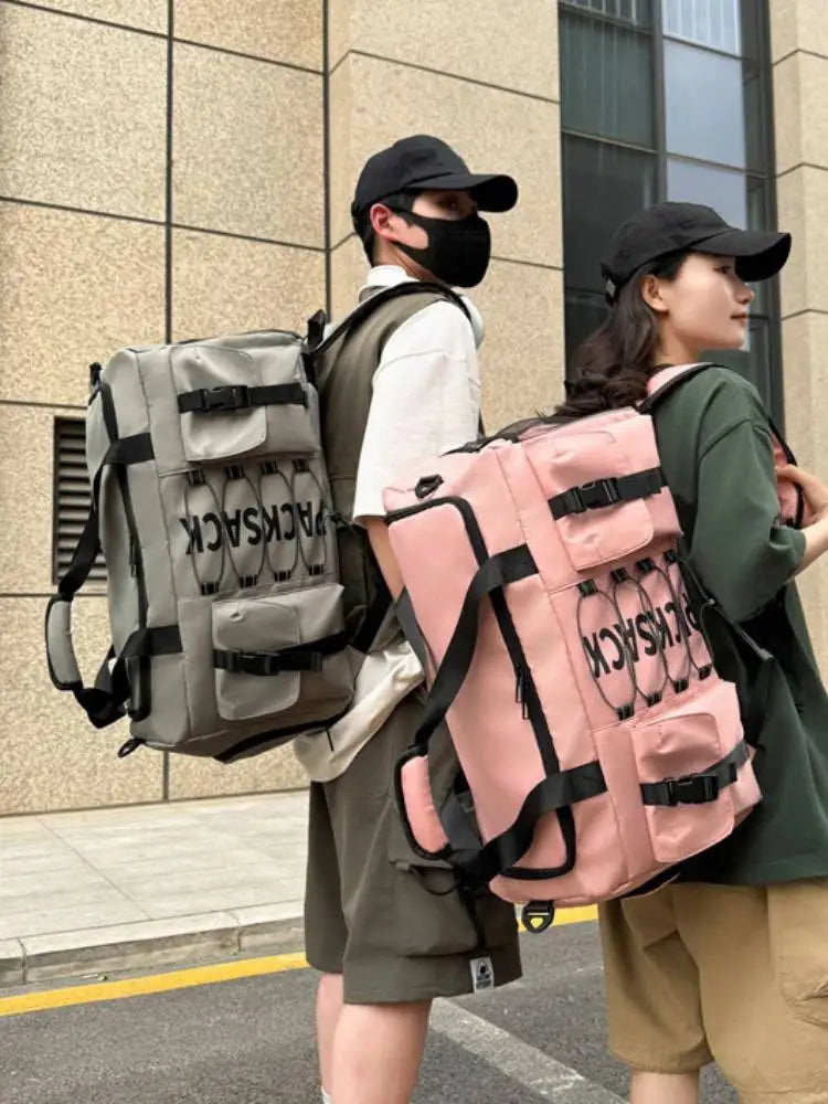Nylon large capacity travel duffel with wet dry separation and trolley strap - product image