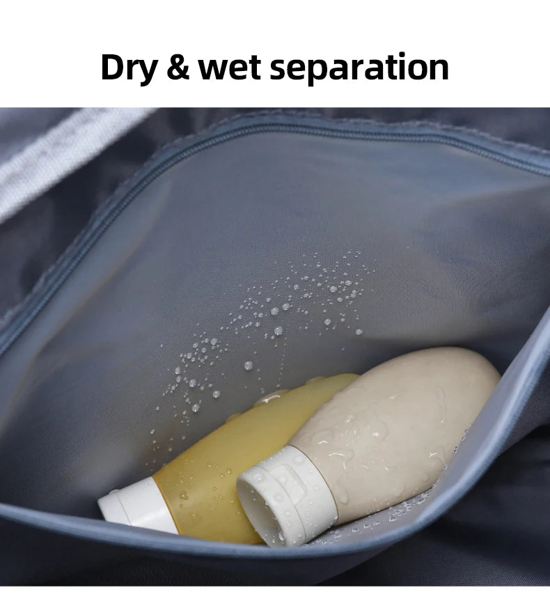 Nylon large capacity travel duffel with wet dry separation and trolley strap - product image