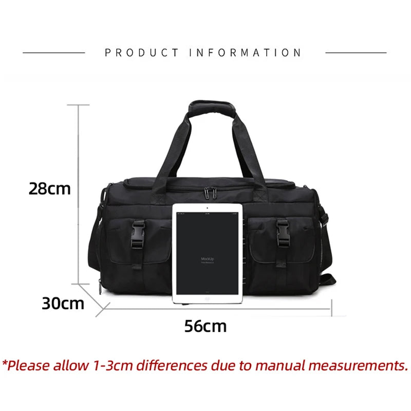 Nylon large capacity travel duffel with wet dry separation and trolley strap - product image