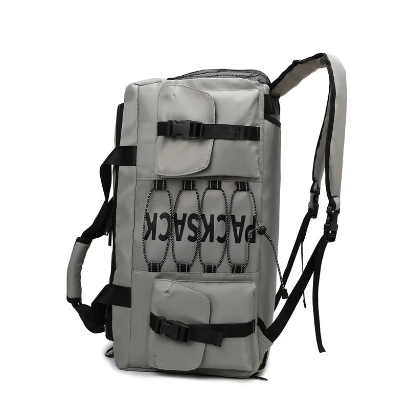 Nylon large capacity travel duffel with wet dry separation and trolley strap - product image