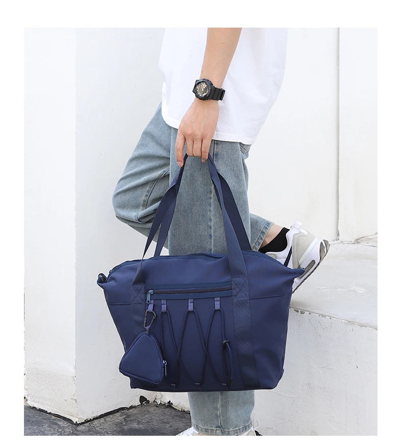Nylon outdoor gym fitness duffel bag with dry wet separation and shoulder strap - product image