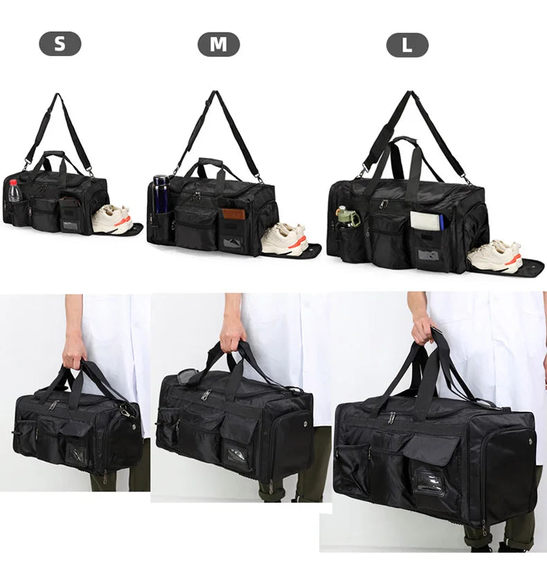 Nylon outdoor travel fitness bag with shoe pocket and multiple sizes - product image