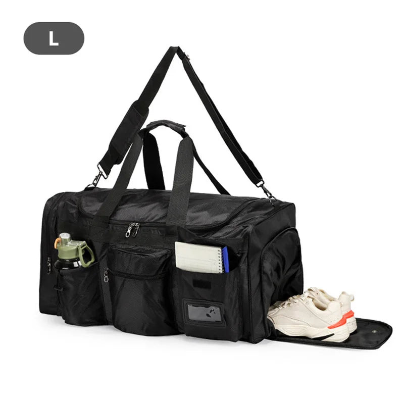 Nylon outdoor travel fitness bag with shoe pocket and multiple sizes - product image