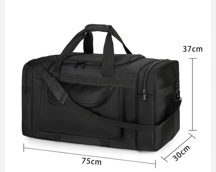 Nylon oversized tactical duffle bag with multiple compartments and trolley strap - product image
