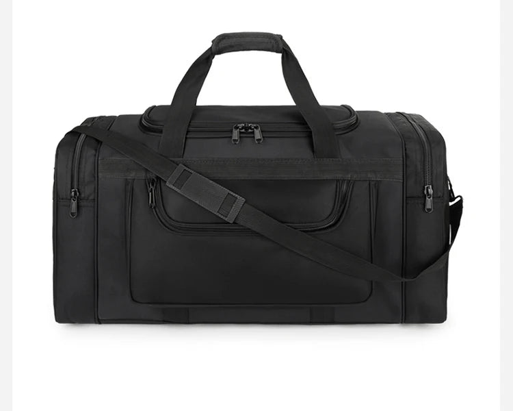 Nylon oversized tactical duffle bag with multiple compartments and trolley strap - product image