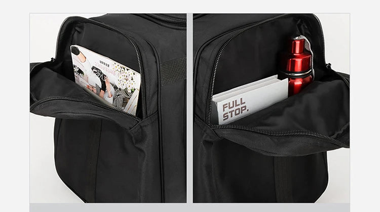 Nylon oversized tactical duffle bag with multiple compartments and trolley strap - product image