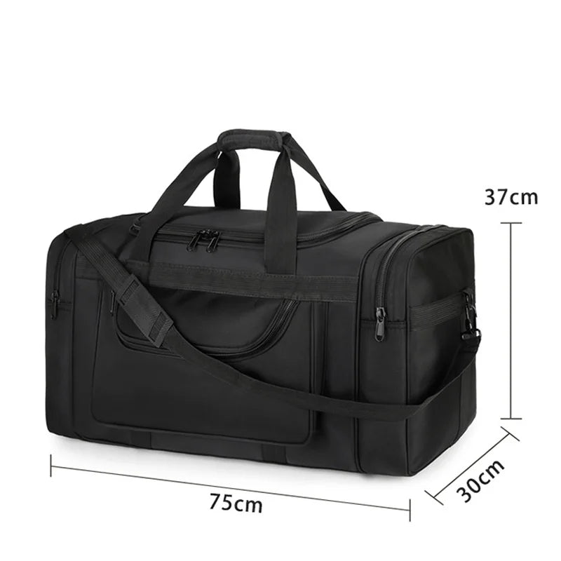 Nylon oversized tactical duffle bag with multiple compartments and trolley strap - product image
