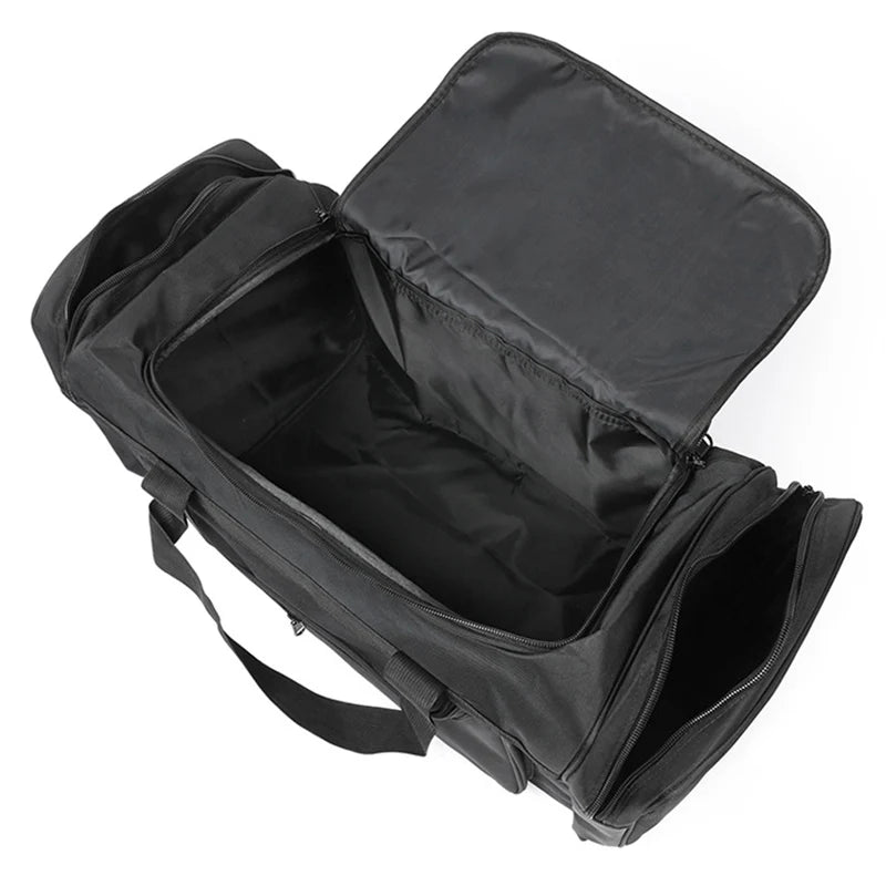 Nylon oversized tactical duffle bag with multiple compartments and trolley strap - product image