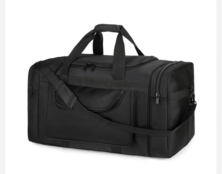 Nylon oversized tactical duffle bag with multiple compartments and trolley strap - product image