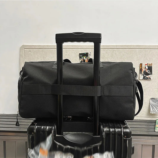Nylon sports duffel bag with wet dry separation and independent shoe compartment - product image