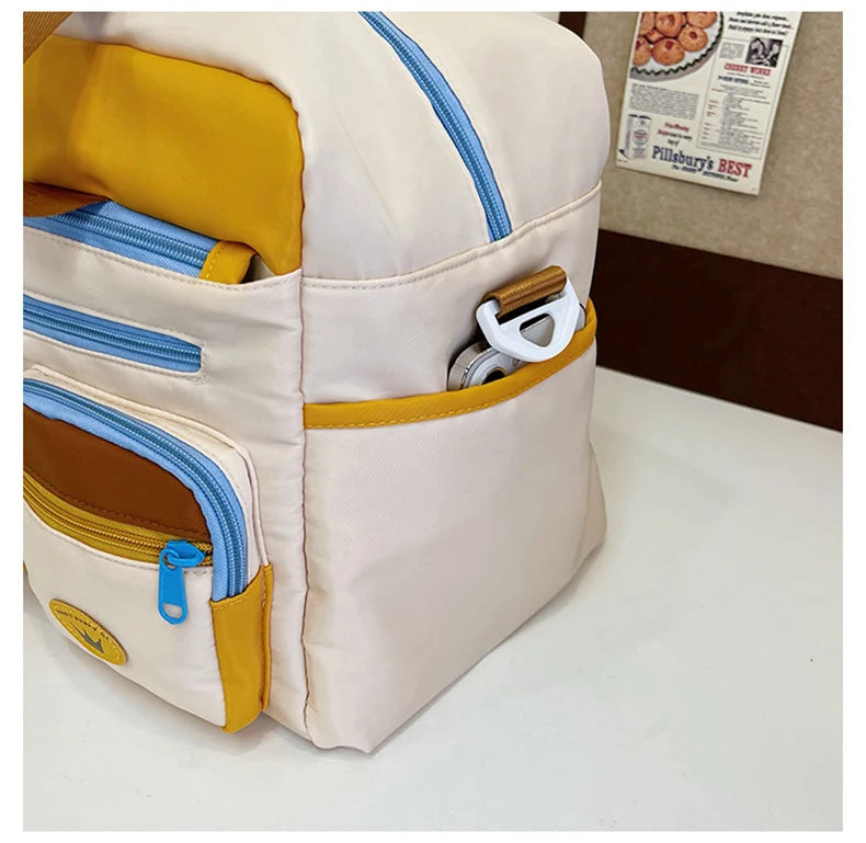 Nylon sports gym bag with shoe compartment and back zipper pocket - product image