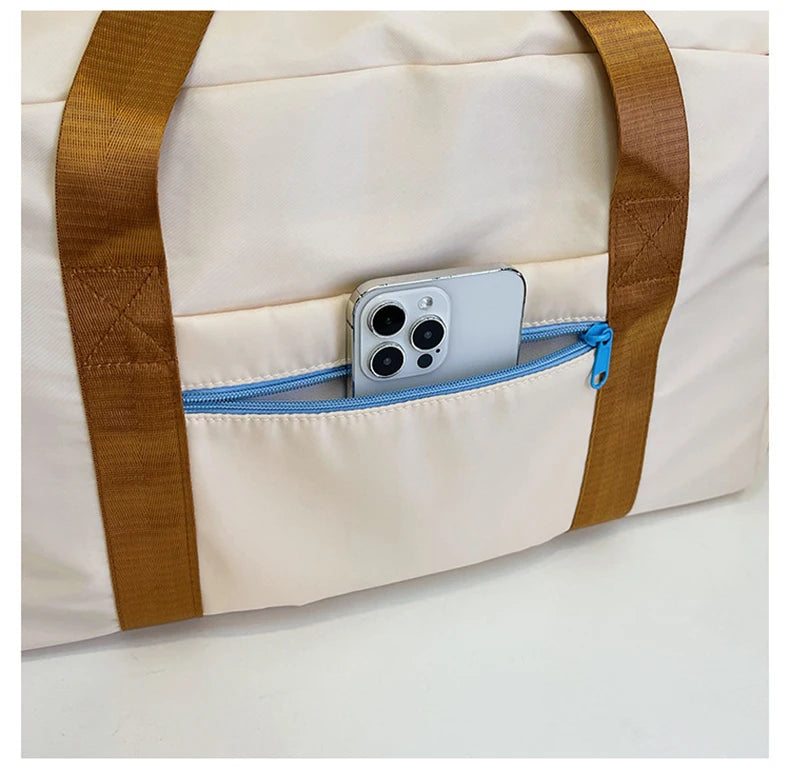 Nylon sports gym bag with shoe compartment and back zipper pocket - product image