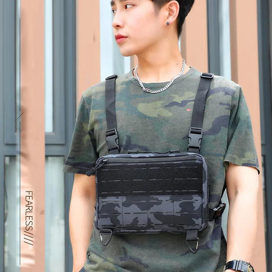 Nylon tactical laser style chest bag with adjustable straps - product image