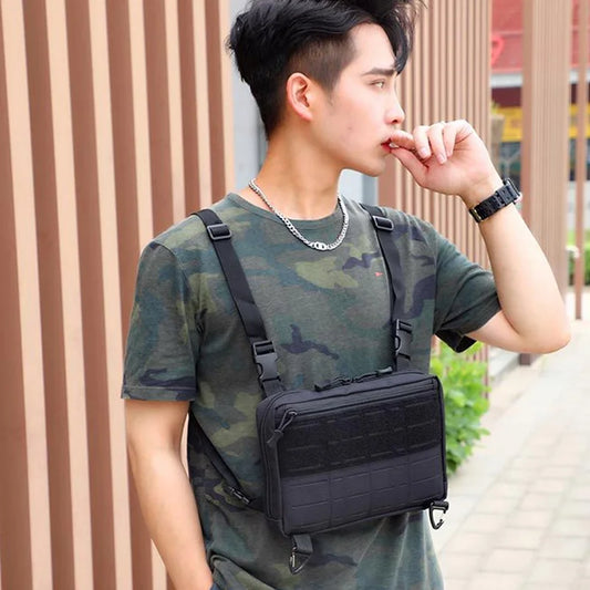 Nylon tactical laser style chest bag with adjustable straps - product image