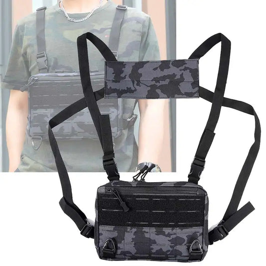 Nylon tactical laser style chest bag with adjustable straps - product image