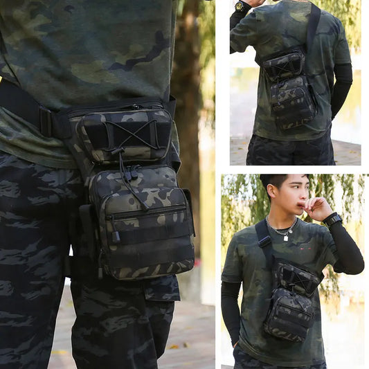 Nylon tactical leg bag waist utility belt with molle system - product image