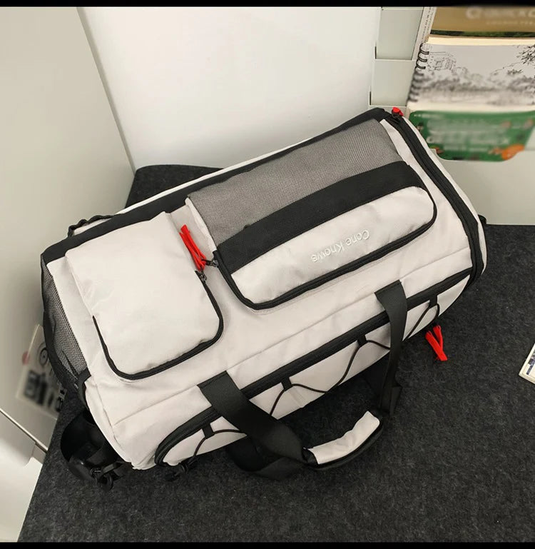 Nylon yoga travel gym backpack with dry wet shoes pocket and trolley sleeve - product image