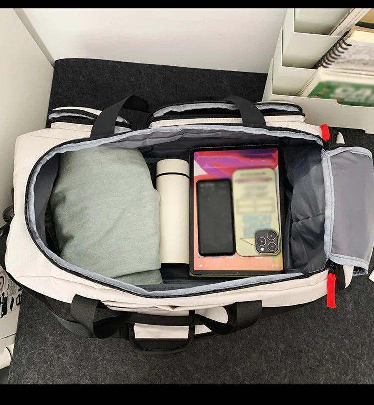 Nylon yoga travel gym backpack with dry wet shoes pocket and trolley sleeve - product image