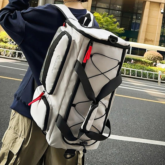 Nylon yoga travel gym backpack with dry wet shoes pocket and trolley sleeve - product image