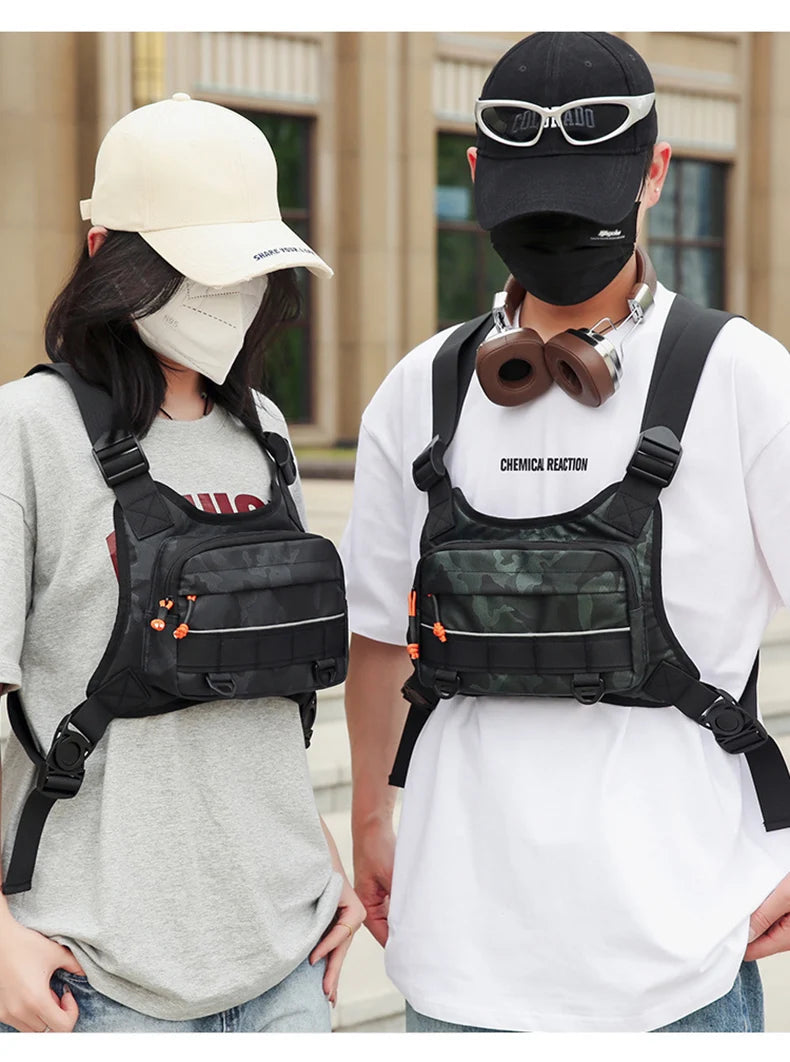 Outdoor climbing vest nylon multi-pocket reflective adjustable shoulder strap - product image