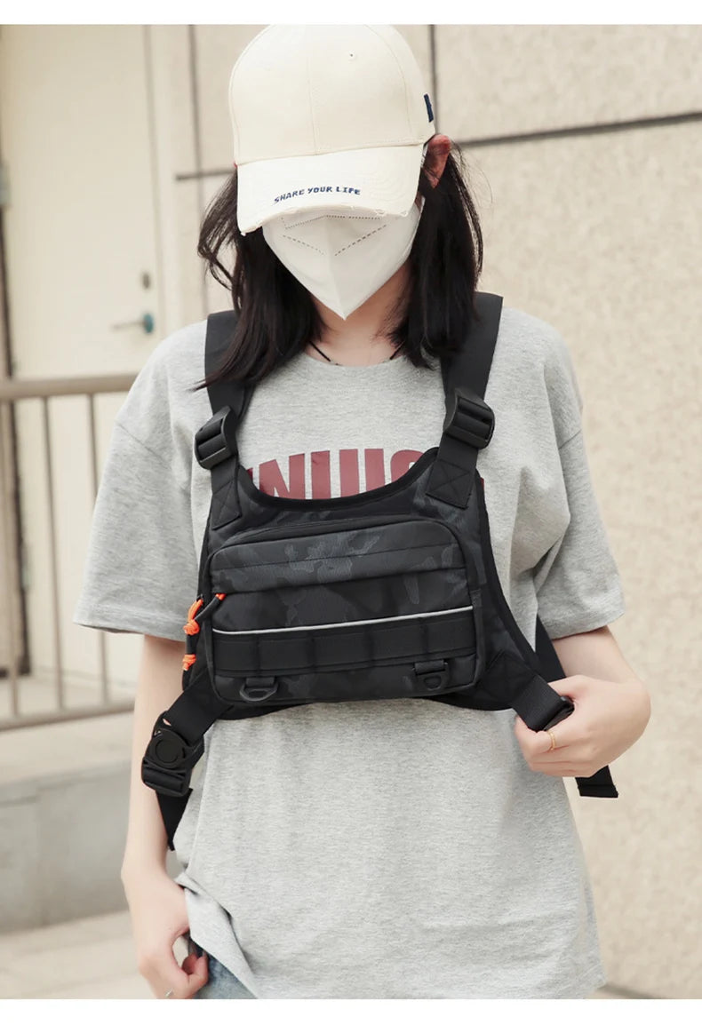 Outdoor climbing vest nylon multi-pocket reflective adjustable shoulder strap - product image
