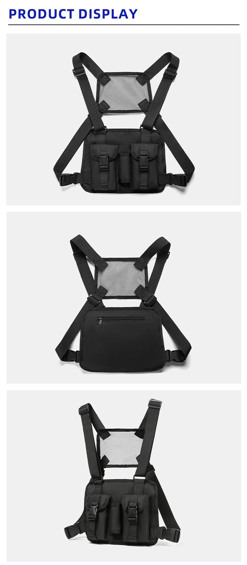 Outdoor climbing vest nylon multi-pocket reflective chest waist fanny pack - product image